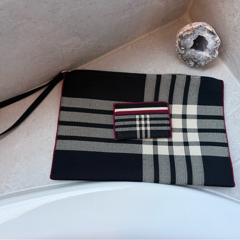 Rothy's BlackBerry plaid Wristlet and slim card case